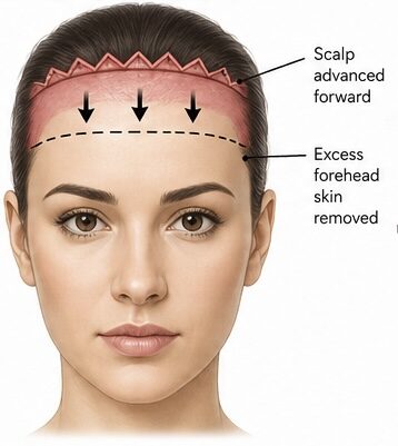 Hair Transplant After Forehead Reduction: Scar Camouflage